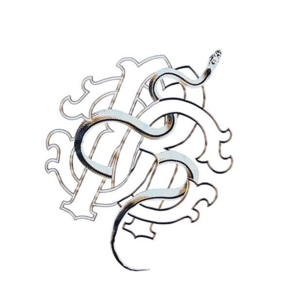 Roberto Cavalli T Shirt Mens Large White Monogram Snake Casual Comfort Retro - Picture 2 of 9